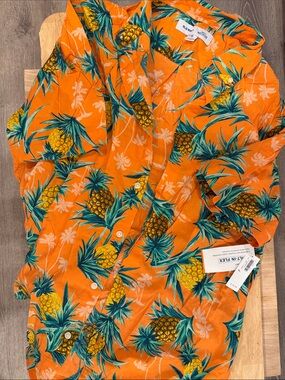 Old Navy Orange Pineapple Tropical Button-Up Shirt